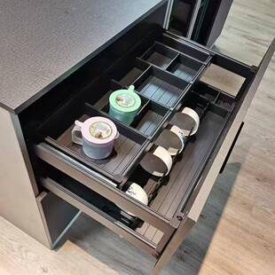 3铝04不钢纳米三边拉篮全双接双层大存846放锈橱柜大容量容量收纳