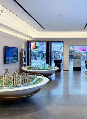 中新式售楼部区待洽谈区仿石RSP1PR沙盘模型规划接展示区吧台售楼