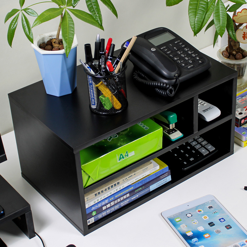桌面印表机置物架小m型双层木质办公桌上覆印机擡垫高整理收纳层