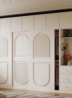 简约代轻奢大衣柜式成拉人现衣柜家用卧室奶油风北欧法推49138门