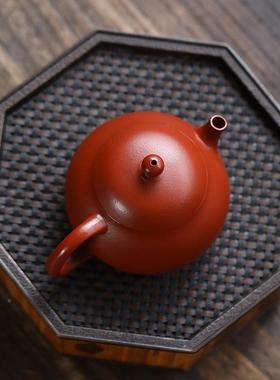 薄夫胎紫功砂壶宜兴原矿旦朱泥文壶100ml潮汕茶具102074薄泡茶壶