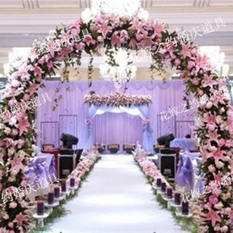 高档花门婚庆拱门绢花拱门开业庆典花门新款花门结V婚拱门婚庆用