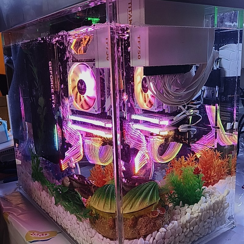 透明台式电脑机箱定制水冷液冷DIY亚克力电脑外壳UV打印个性装饰