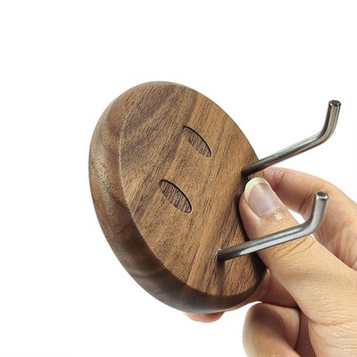 胡桃木咖啡手柄挂架免打孔壁挂支架咖啡器具收纳配件咖啡机置物架