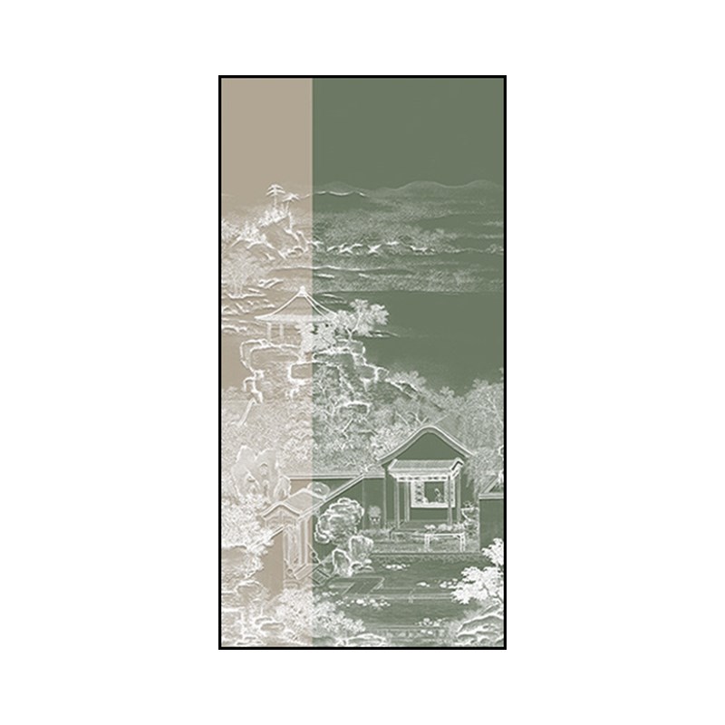 琼楼玉宇新中式入户玄关装饰画客厅挂画走廊尽头过道楼梯间晶瓷画图片