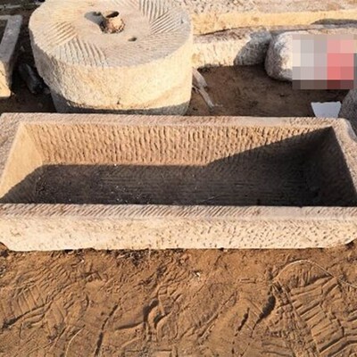 石磨茶盘石碾庭院石桌茶台旧石器石槽流水景观老磨盘茶海石凳茶桌