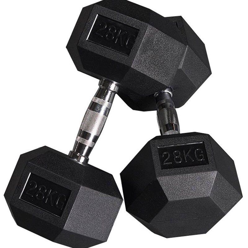 六角包橡胶哑铃男固定一体式10/20公斤家用健身哑铃架套装私教器