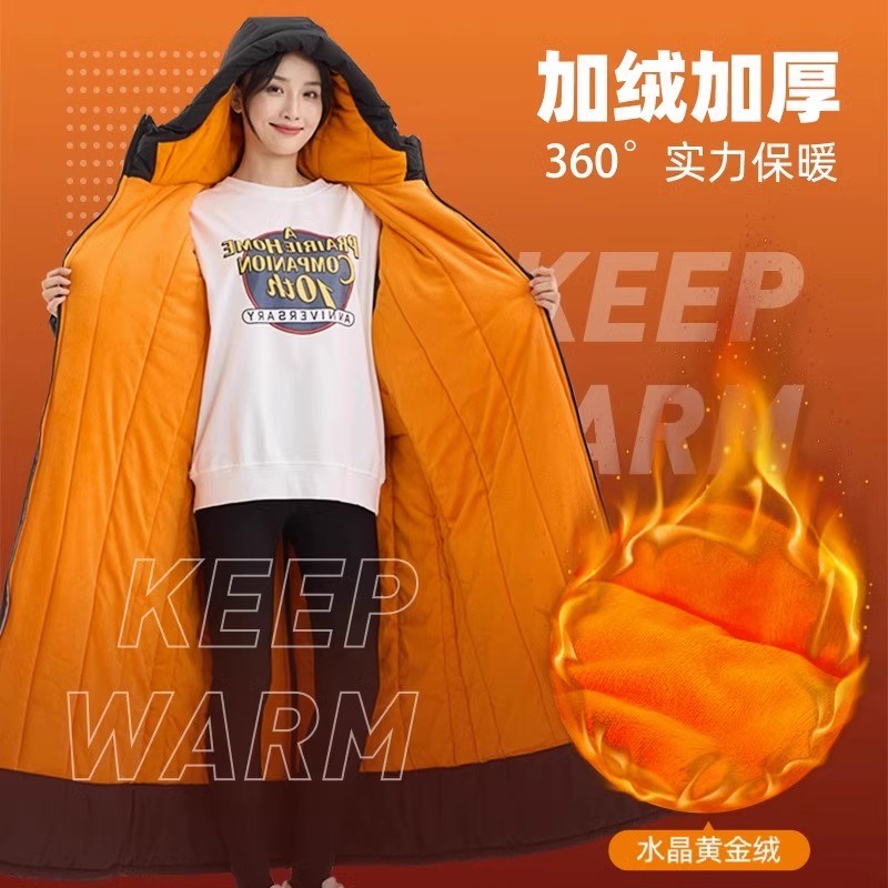 挡风衣冬季加绒加厚电动车挡风被雨衣一体骑车保暖神器护膝防寒衣
