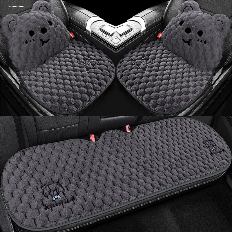 汽车坐垫冬季短毛绒三件套单片后排车垫子保暖座垫单个屁屁垫卡通