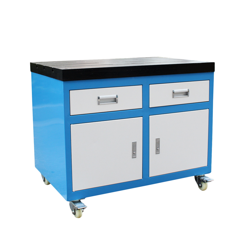 加厚款 攻丝机移动工作台铸铁平台西菱/西湖攻牙机工具柜 带T型槽