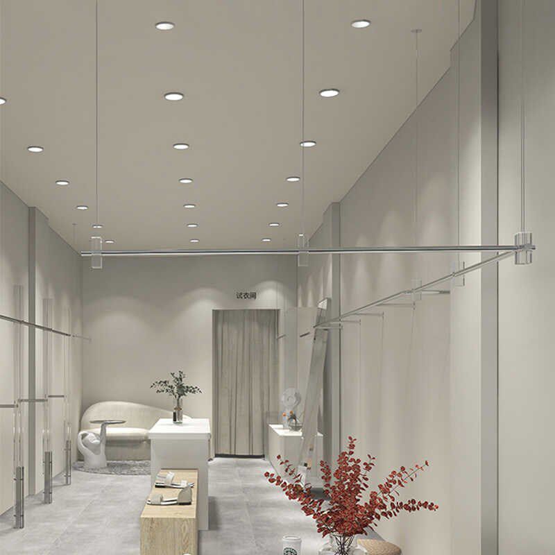 服装店吊架亚克力吊杆展示架陈列悬空衣杆橱窗吊架陈列道具衣架子