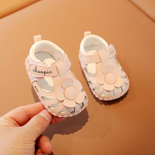 12个月婴儿凉鞋 包头一岁女宝宝公主学步鞋 夏季 软底婴幼儿鞋