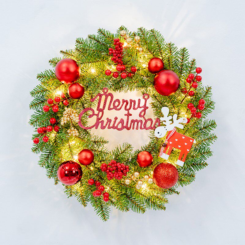 圣诞花环diy 40/50/60cm圣诞节装饰藤圈藤条场景布置道具门挂花圈