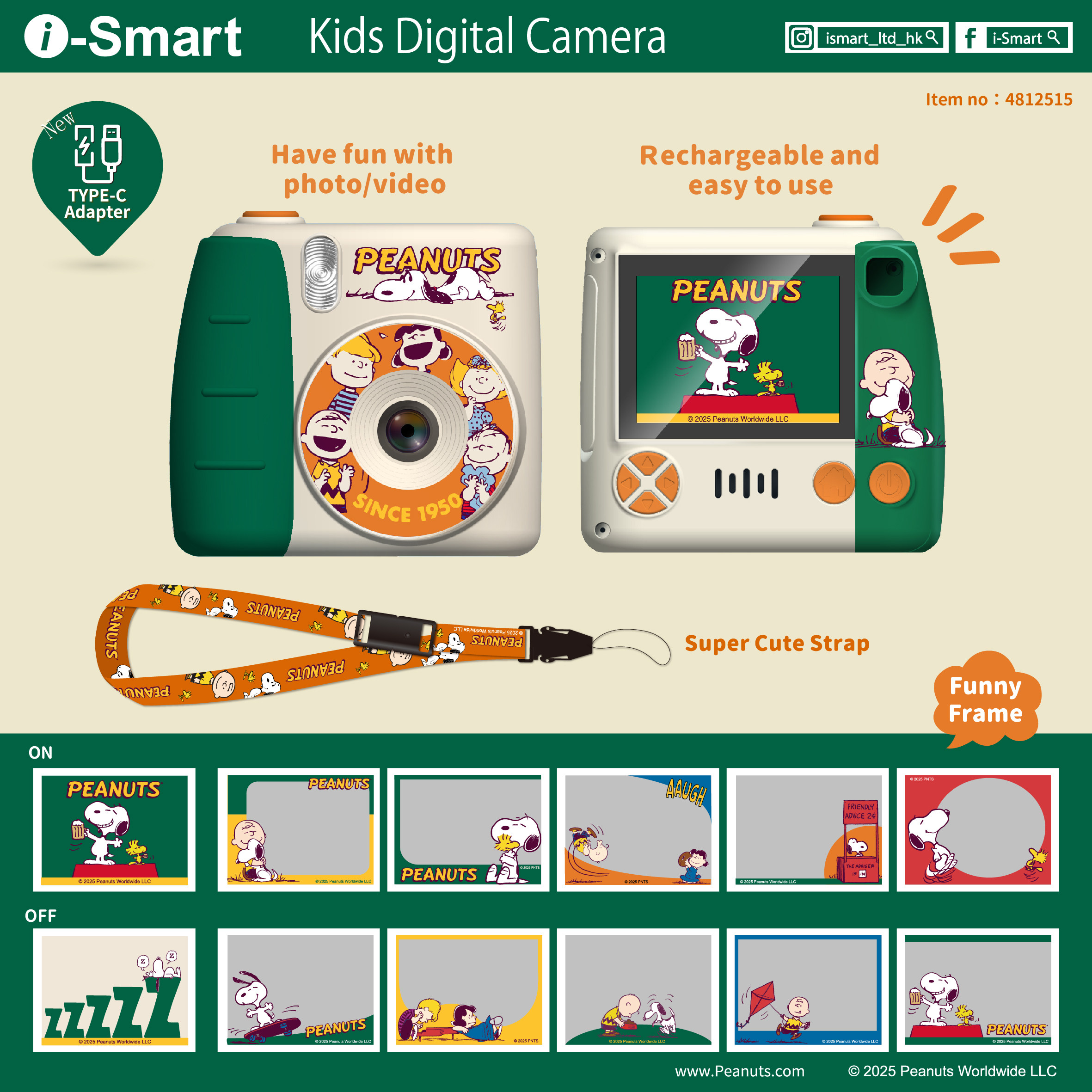 正版授权史努比联名儿童数码相机男女孩朋友生日礼物ccd拍照录像