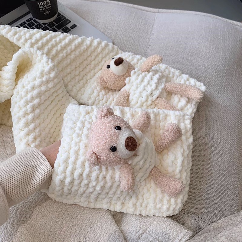 围巾diy材料包口袋熊冰条毛线手工编织围脖成品送闺蜜男女友礼物