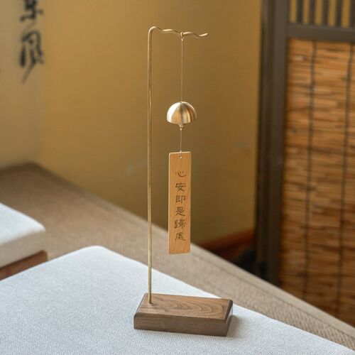 多巴胺纯黄铜风铃铛o室内阳台装饰品铃铛挂件风铃铛支架挂架子