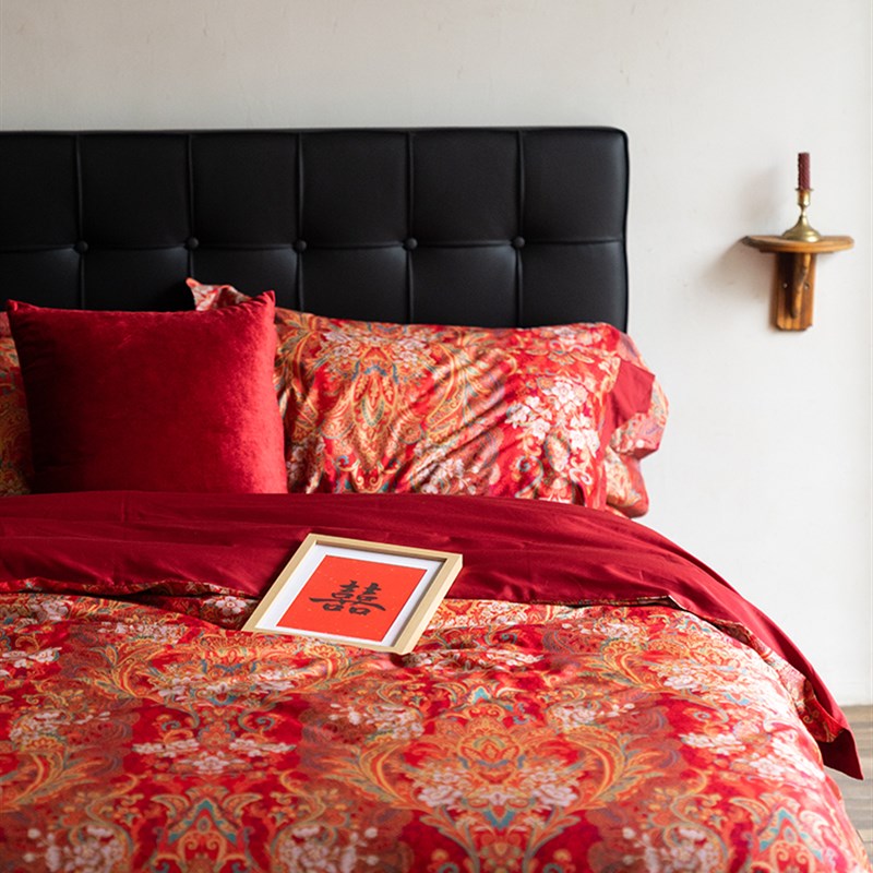 云缇中式婚庆六件套结婚礼物红色喜被乔迁婚房牀上用品