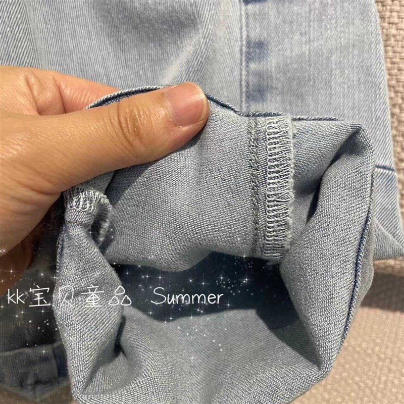 90-130男童24夏款小中童简约纯色百搭休闲薄款软牛仔中裤七分裤