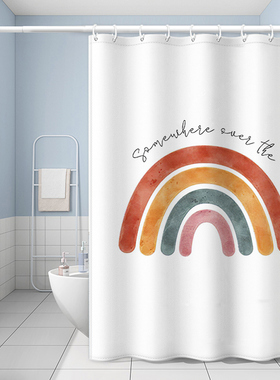 浴室防水浴帘套装免打孔卫生间淋浴防霉隔断帘子防水Y布挂帘高档