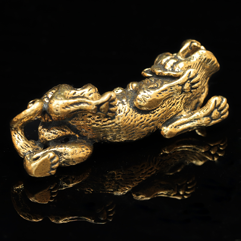 黄铜实心貔貅天禄手把件咬钱招财皮休桌面摆件男女随身把玩文玩镇