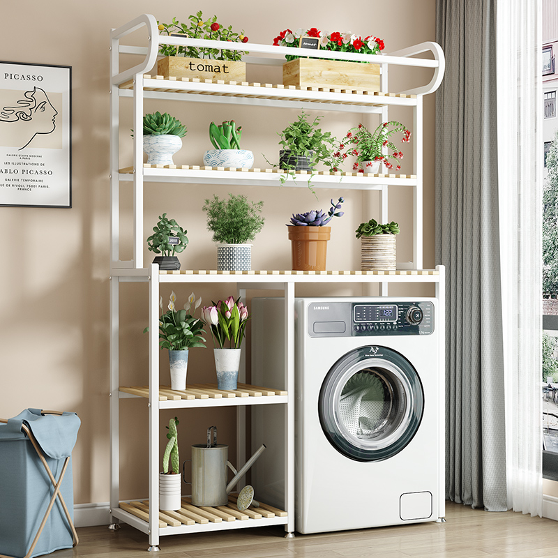 洗衣机置物架落地阳台储物架卫生间多层收纳架滚筒上方架子翻盖