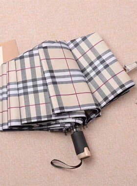 雨伞晴雨两用男女抗风英伦格子y遮阳防晒伞黑胶折叠两三人简约潮