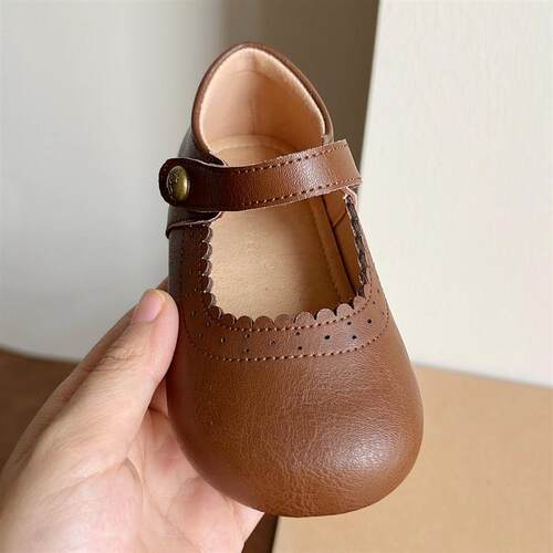韩版春秋儿d童小皮鞋软糯女宝宝婴幼童周岁黑色公主鞋洋气透气单