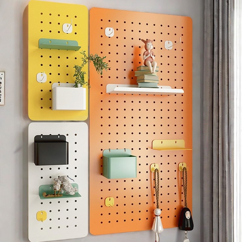 洞洞板免打孔墙面墙上置物架衣柜侧板冲孔板定制挂板书桌面展示架