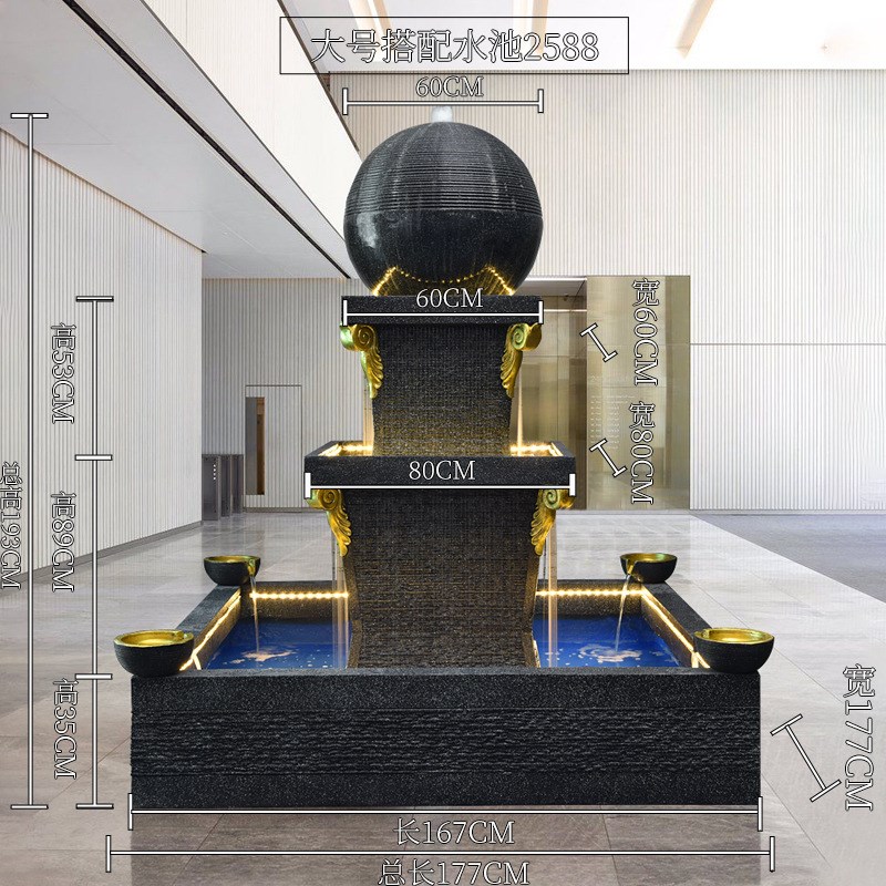 欧式圆球流水喷泉摆件户外室内水景装饰客厅办公室招财落地景观