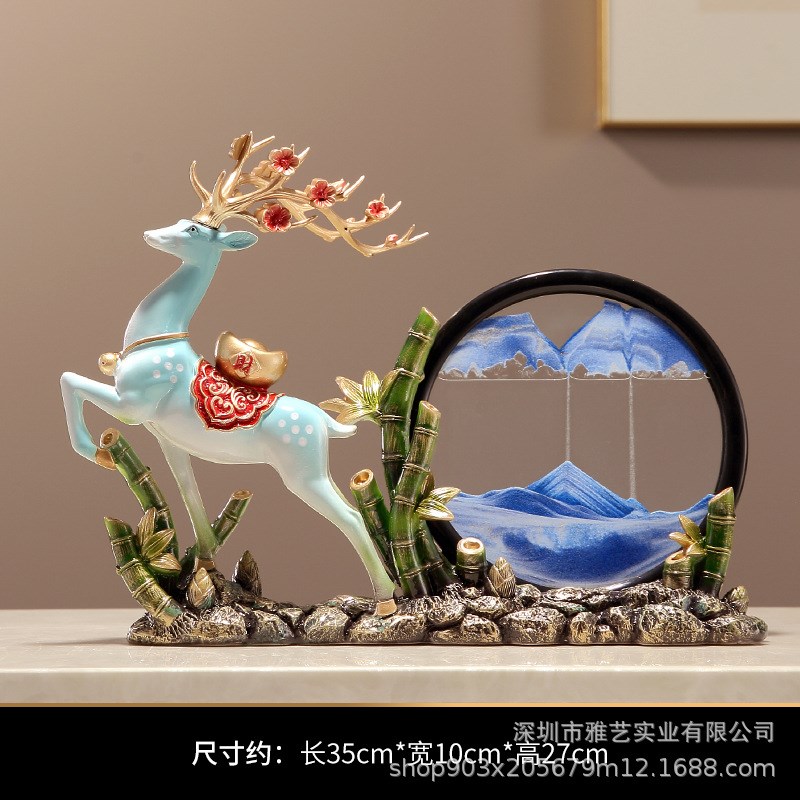新中式一路高升流沙画摆件办公室客厅酒柜装饰品乔迁开业新居礼物图片