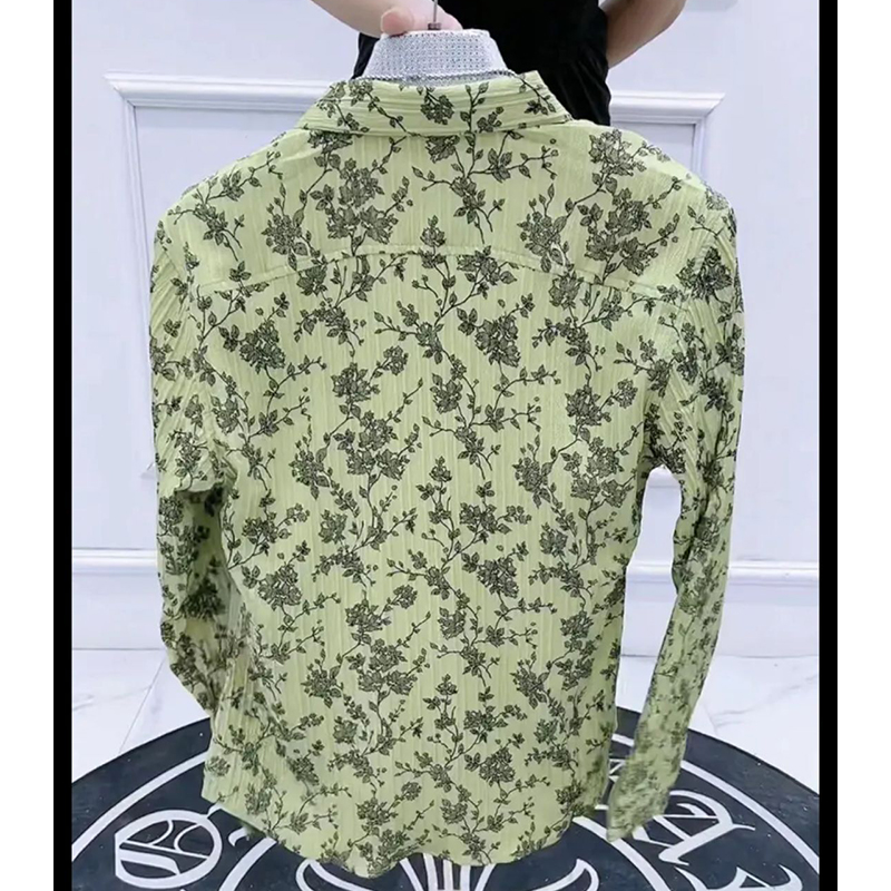 秋季衬衫男长袖潮流时尚新款发型师衬衫满花个性炸街网红男士寸衫