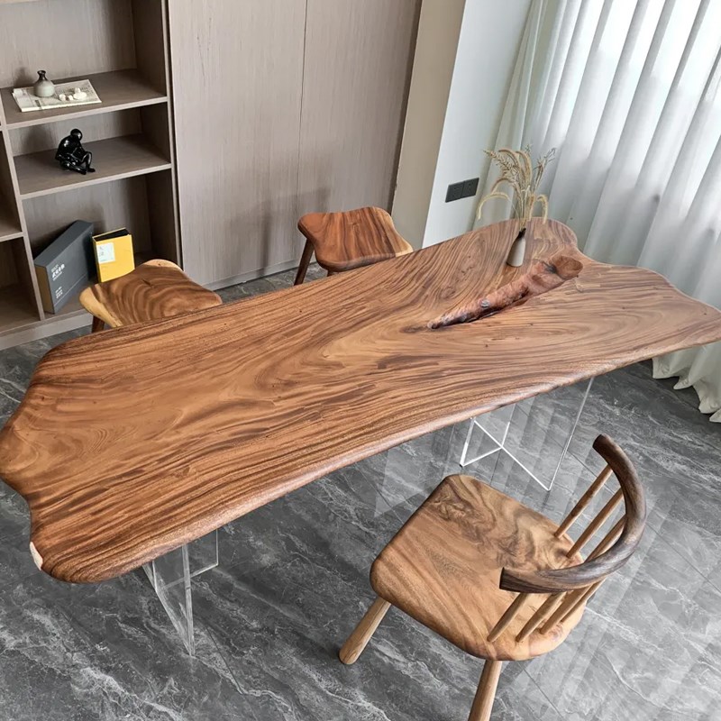 南美胡桃木实木大板随形桌整块原木茶桌办公桌书桌