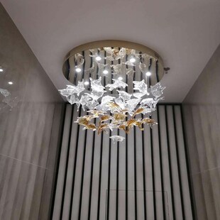 艺术吊灯客厅灯创意枫叶复式楼梯大别墅酒店大堂售楼部沙盘灯具