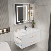 2I轻奢风陶瓷一体盆浴室柜组合现代简约卫生间洗手台盆洗脸池洗漱