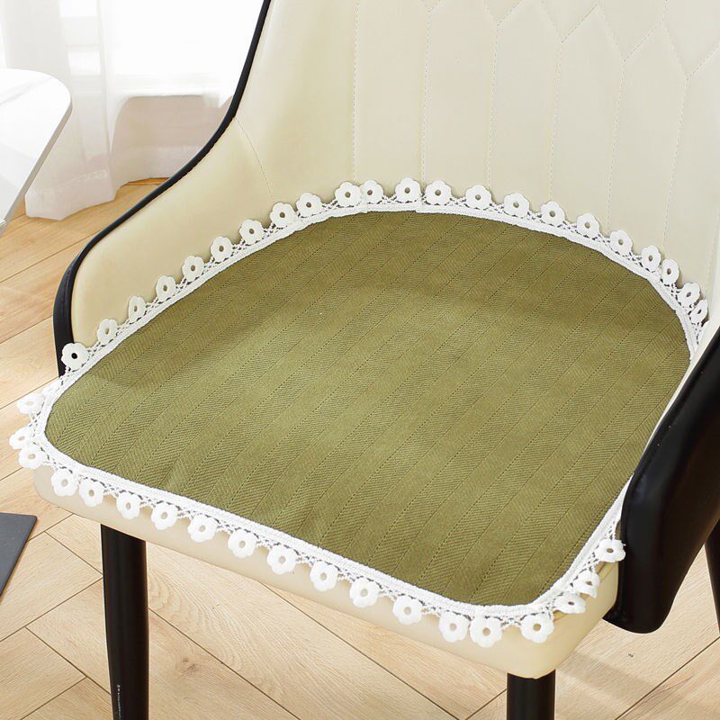 雪尼尔弧形椅子垫四季通用防滑餐厅办公家用简约现代花边坐垫
