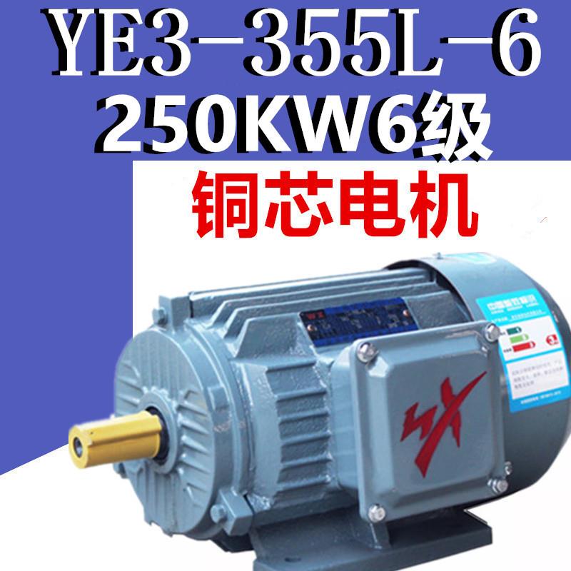 250KW6级电机YE3-355L-6极三相异步电动机千瓦国标铜380V二级X3E2