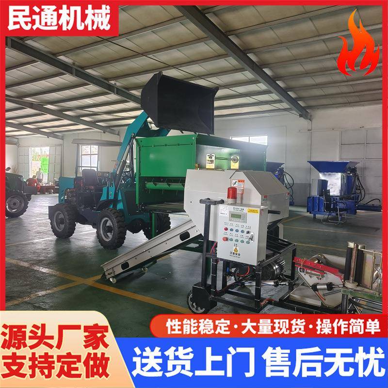 牛羊饲料青储打包机全自动圆捆打捆包膜一体机秸秆揉丝打捆一体机