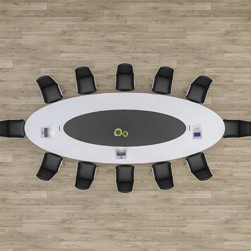 白色椭圆形会议桌长桌烤漆时尚现代简约洽谈桌办公室会议室桌