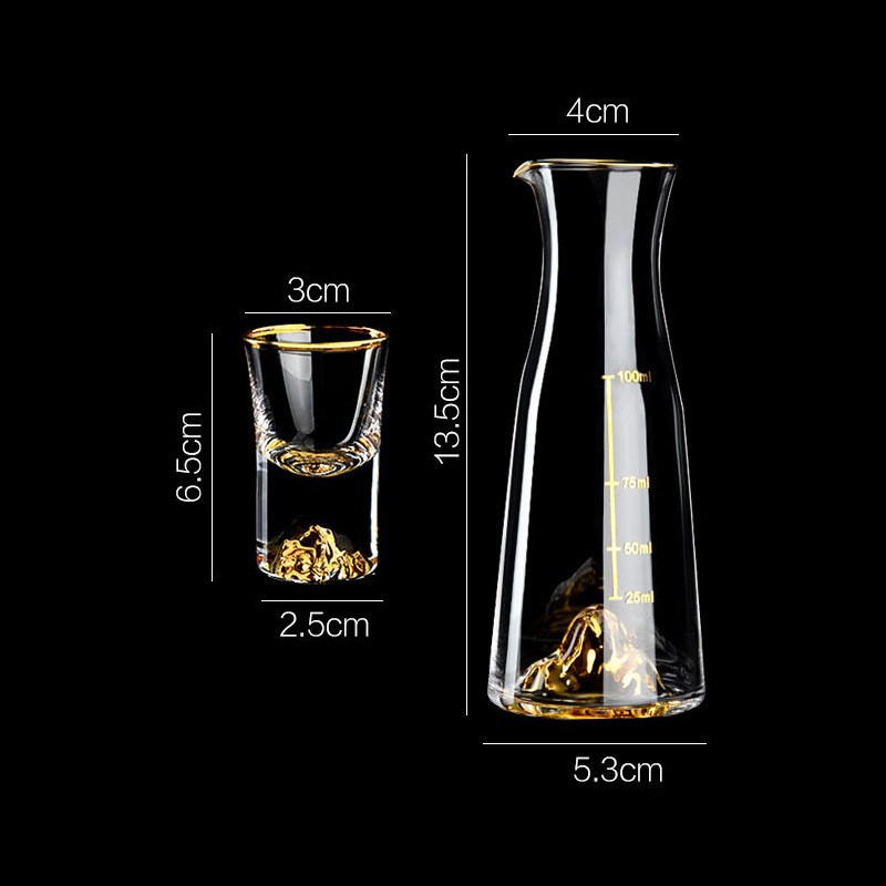 花筝妍中式金山杯酒具套装家用金山壶小号水晶分酒器100ml仿古风