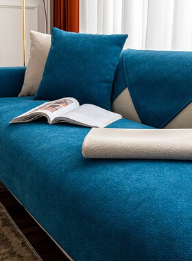 棉麻沙发垫四季通用现代简约深灰色防滑皮沙发坐垫子靠背扶手盖巾