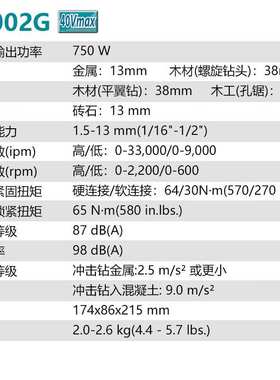 （MAKITA）HP002GD202充电钻无刷大扭矩冲击钻充电式 40V2.5A