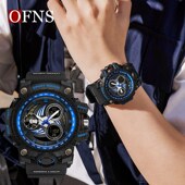 OFNS个性 炫酷潮男双显电子表运动多功能户外初高中生计时防水腕表