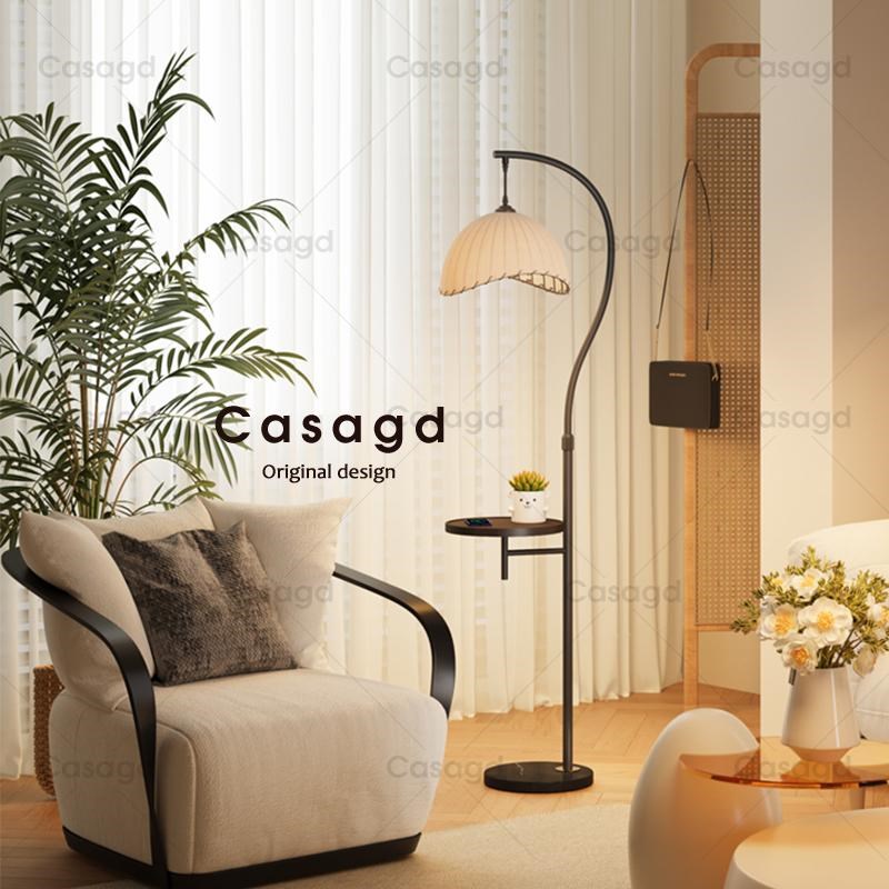 CASA中古落地灯k2025年新款法式复古客厅沙发旁置物架一体卧室台