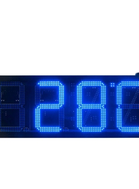 西班牙12寸蓝色LED数字时间温度显示屏户外防水时钟显示器制做