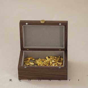东意实木攒金1g金豆10g20g金条专用收纳盒便携首饰盒长方形收藏盒