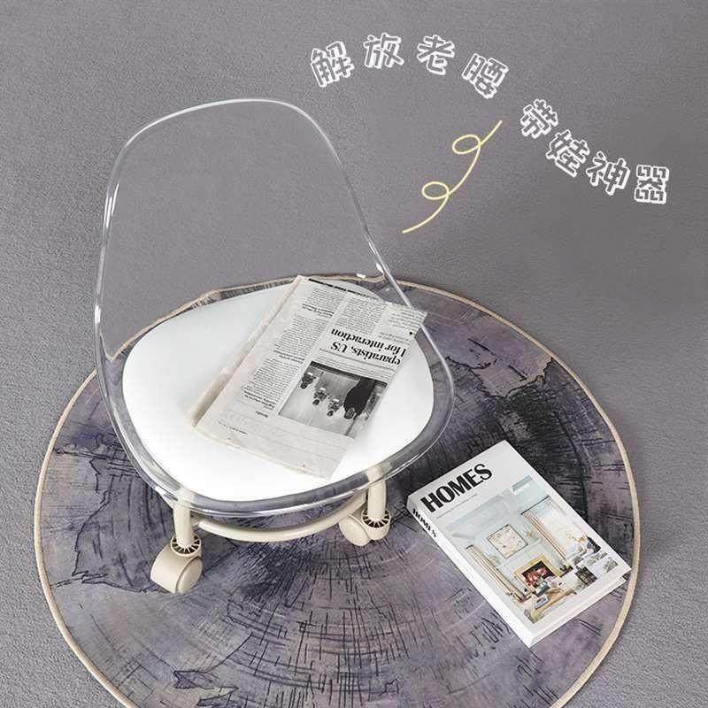 带万向轮学步透明小凳子滑轮矮凳家用懒人亚克力椅子ins网红板凳,住宅家具,万向轮凳,淘宝优惠券,粉丝福利购,淘宝优惠卷