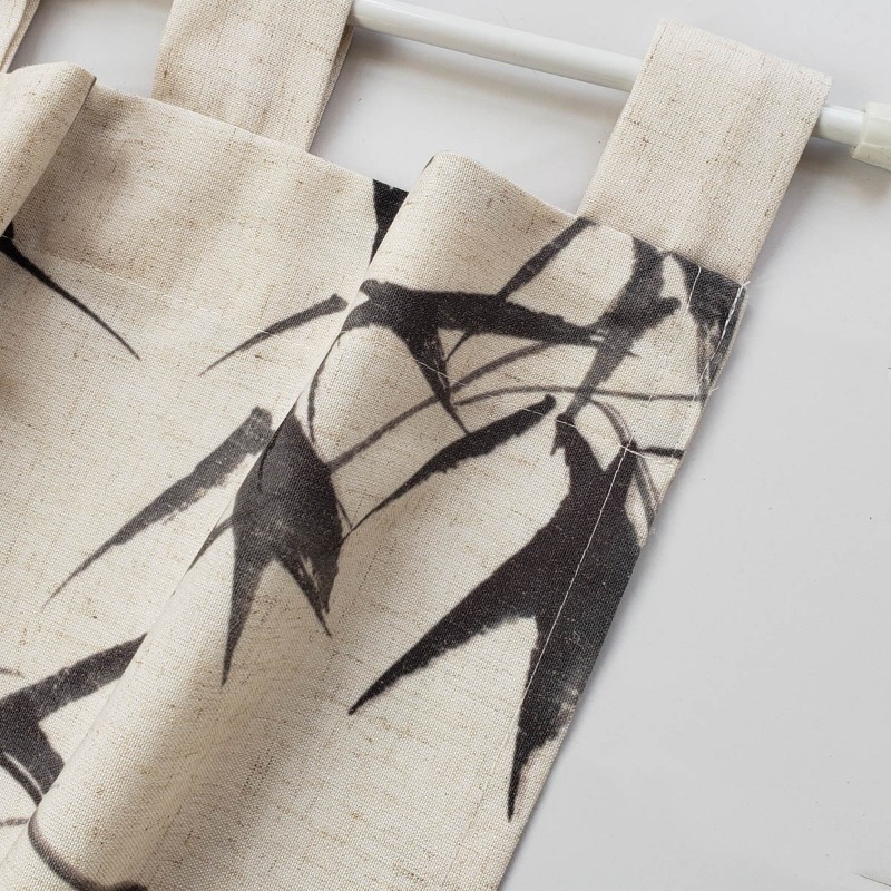 日式中式门帘亚麻布艺厨房浴室定制伸缩杆卧室墨竹免打孔穿杆短帘