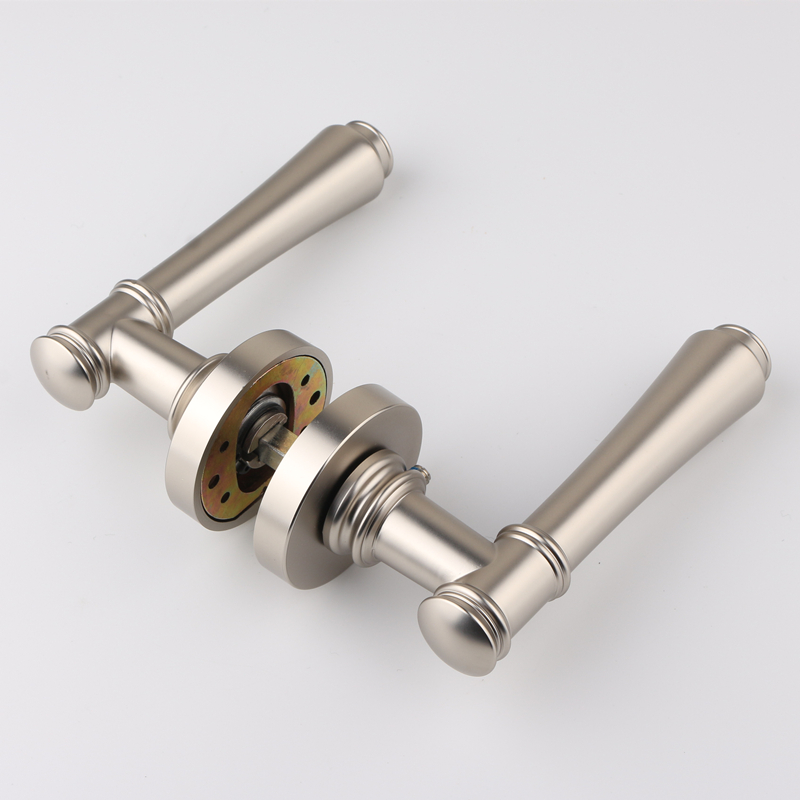 美式拉丝镍门锁室内房门锁卧室砂银色门把手欧式简约静音分体锁