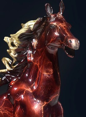 源盛集珍全铜马摆件客厅马到成功办公室招财装饰品红色生肖马礼物