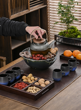 围炉煮茶整套f烤茶工具中式电炉室内家用玻璃茶壶煮茶器煮茶炉茶